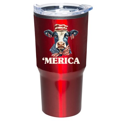 Merica Cow 4th Of July American Flag Tumbler