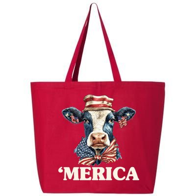 Merica Cow 4th Of July American Flag 25L Jumbo Tote