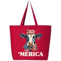 Merica Cow 4th Of July American Flag 25L Jumbo Tote