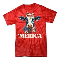 Merica Cow 4th Of July American Flag Tie-Dye T-Shirt