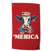 Merica Cow 4th Of July American Flag Golf Towel
