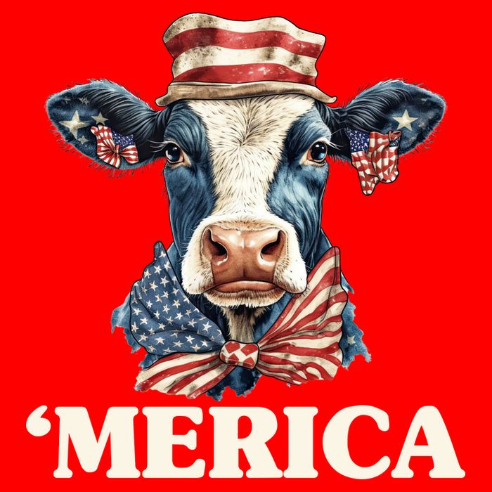 Merica Cow 4th Of July American Flag Golf Towel