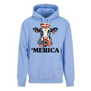 Merica Cow 4th Of July American Flag Unisex Surf Hoodie