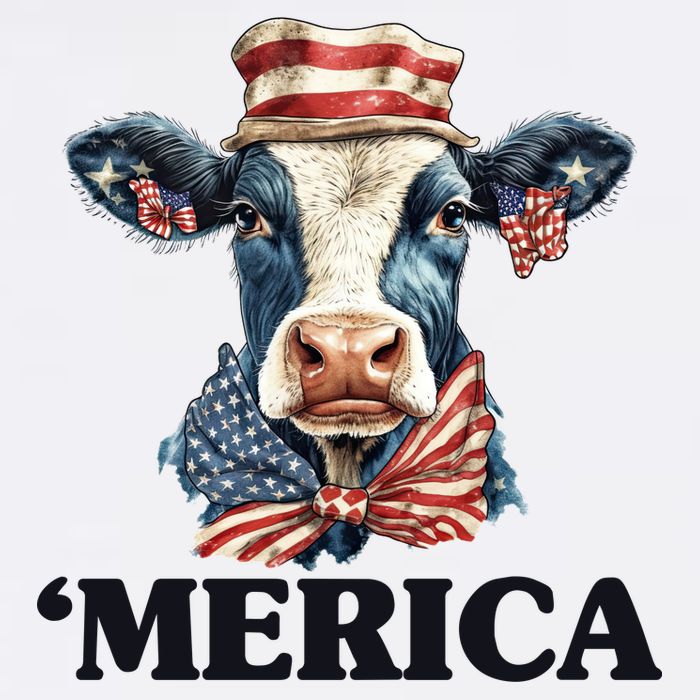 Merica Cow 4th Of July American Flag Garment-Dyed Sweatshirt