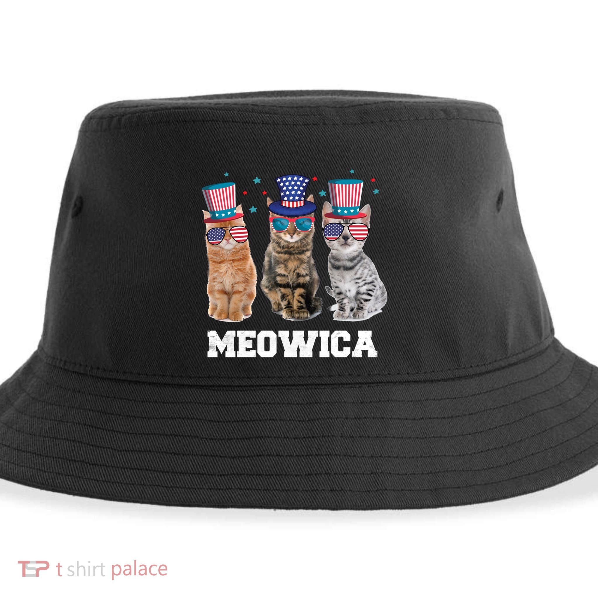 Meowica Cat 4th Of July Kitten Memorial Day Gift Sustainable Bucket Hat