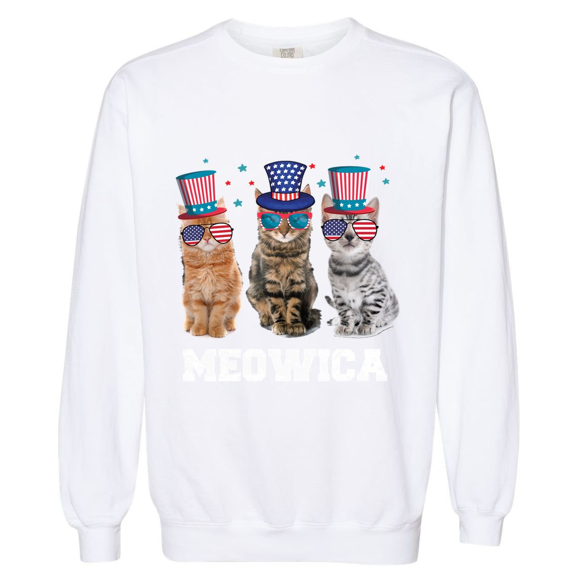 Meowica Cat 4th Of July Kitten Memorial Day Gift Garment-Dyed Sweatshirt