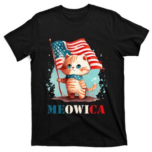 Meowica Cat 4th Of July Usa Patriotic American Flag T-Shirt