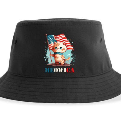 Meowica Cat 4th Of July Usa Patriotic American Flag Sustainable Bucket Hat