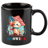 Meowica Cat 4th Of July Usa Patriotic American Flag 11oz C Handle Ceramic Mug