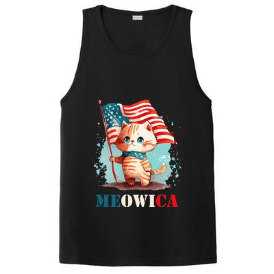 Meowica Cat 4th Of July Usa Patriotic American Flag PosiCharge Competitor Tank