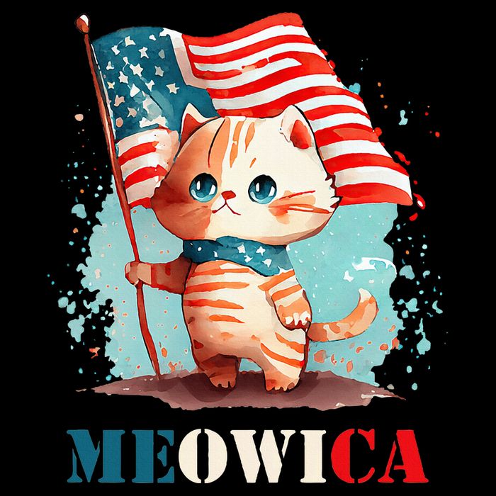 Meowica Cat 4th Of July Usa Patriotic American Flag Zip Tote Bag