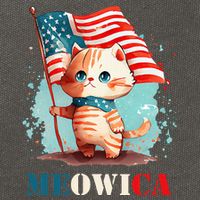 Meowica Cat 4th Of July Usa Patriotic American Flag Cotton Canvas Backpack