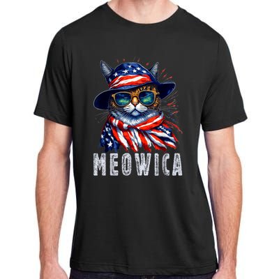 MEOWICA Cat 4th July Sunglasses Merica Cat American Flag Adult ChromaSoft Performance T-Shirt