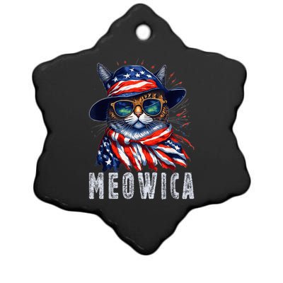 MEOWICA Cat 4th July Sunglasses Merica Cat American Flag Ceramic Star Ornament