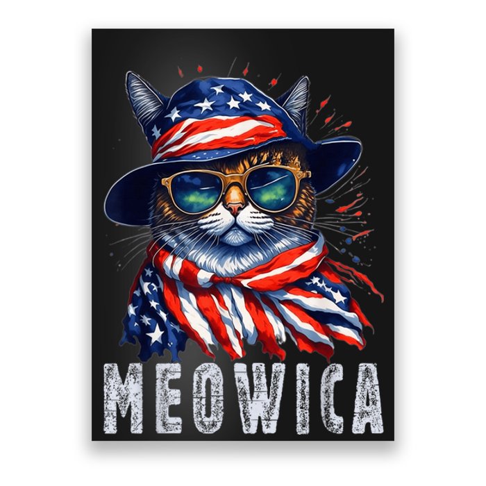 MEOWICA Cat 4th July Sunglasses Merica Cat American Flag Poster