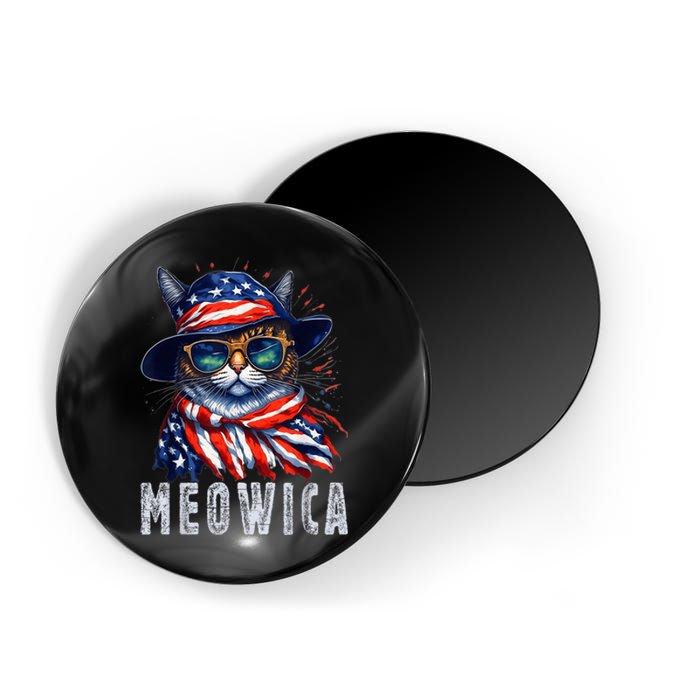 MEOWICA Cat 4th July Sunglasses Merica Cat American Flag Magnet