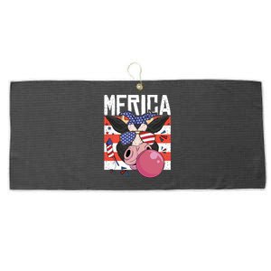 Merica Cow 4th Of July Cow Red White Blue Usa Meaningful Gift Large Microfiber Waffle Golf Towel