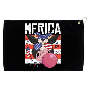 Merica Cow 4th Of July Cow Red White Blue Usa Meaningful Gift Grommeted Golf Towel