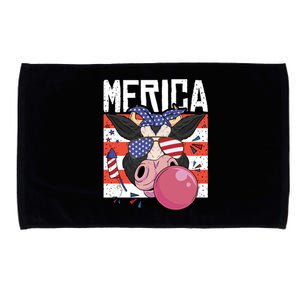 Merica Cow 4th Of July Cow Red White Blue Usa Meaningful Gift Microfiber Hand Towel