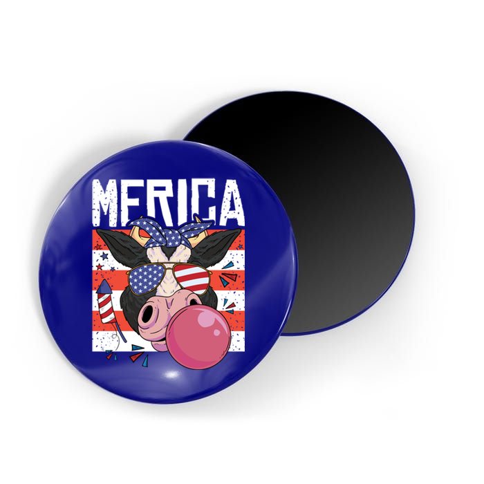 Merica Cow 4th Of July Cow Red White Blue Usa Meaningful Gift Magnet