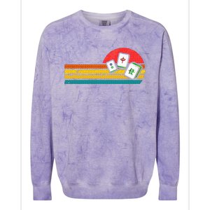 Mahjong Chinese 80s Retro Mah Jongg Colorblast Crewneck Sweatshirt