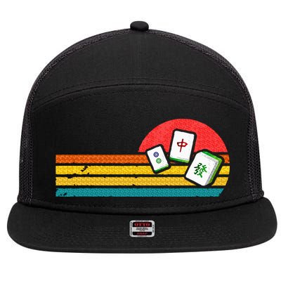 Mahjong Chinese 80s Retro Mah Jongg 7 Panel Mesh Trucker Snapback Hat