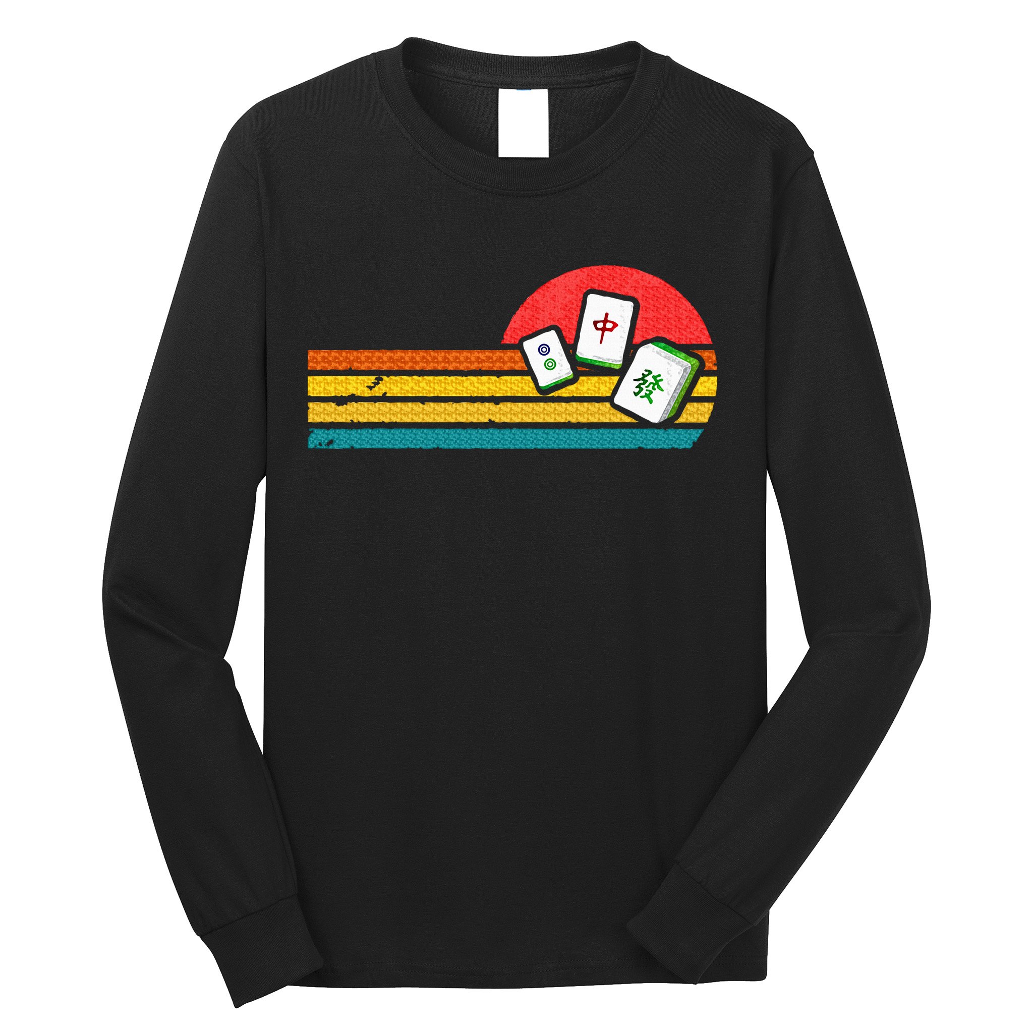 Mahjong Chinese 80s Retro Mah Jongg Long Sleeve Shirt