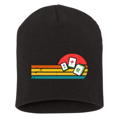 Mahjong Chinese 80s Retro Mah Jongg Short Acrylic Beanie