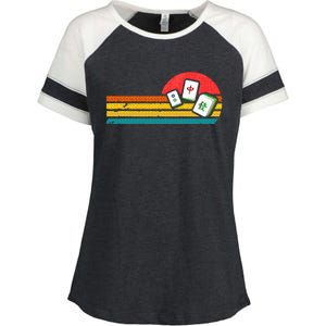 Mahjong Chinese 80s Retro Mah Jongg Enza Ladies Jersey Colorblock Tee