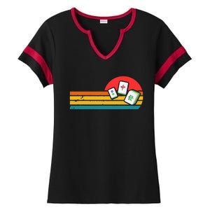 Mahjong Chinese 80s Retro Mah Jongg Ladies Halftime Notch Neck Tee