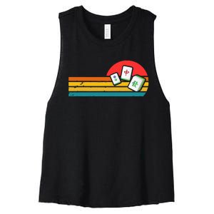 Mahjong Chinese 80s Retro Mah Jongg Women's Racerback Cropped Tank