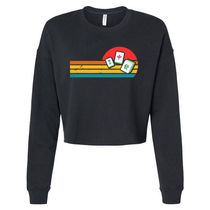 Mahjong Chinese 80s Retro Mah Jongg Cropped Pullover Crew