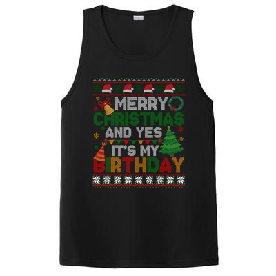 Merry Christmas And Yes ItS My Birthday Ugly Xmas Sweater PosiCharge Competitor Tank