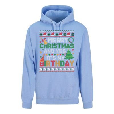 Merry Christmas And Yes ItS My Birthday Ugly Xmas Sweater Unisex Surf Hoodie