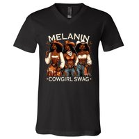 Melanin Cowgirls African Melanin Cowgirl Swag Black History V-Neck T-Shirt