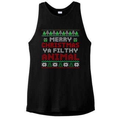 Merry Christmas Animal Filthy Ya Hoodie Ladies PosiCharge Tri-Blend Wicking Tank