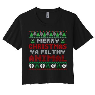 Merry Christmas Animal Filthy Ya Hoodie Women's Crop Top Tee