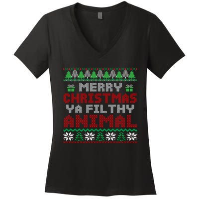 Merry Christmas Animal Filthy Ya Hoodie Women's V-Neck T-Shirt