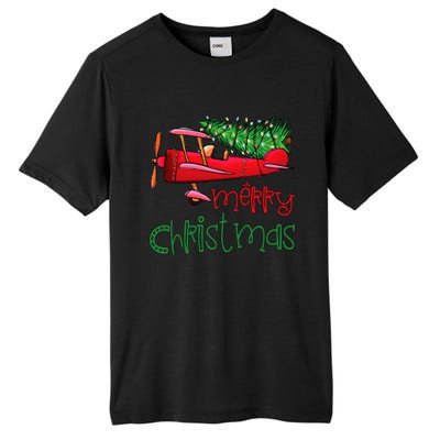 Merry Christmas Airplane Christmas Tree Pilot Tall Fusion ChromaSoft Performance T-Shirt