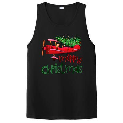 Merry Christmas Airplane Christmas Tree Pilot PosiCharge Competitor Tank