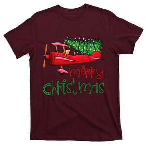 Merry Christmas Airplane Christmas Tree Pilot T-Shirt