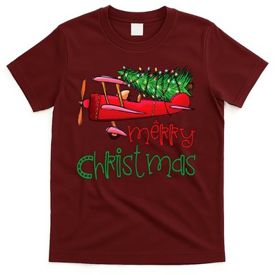 Merry Christmas Airplane Christmas Tree Pilot T-Shirt