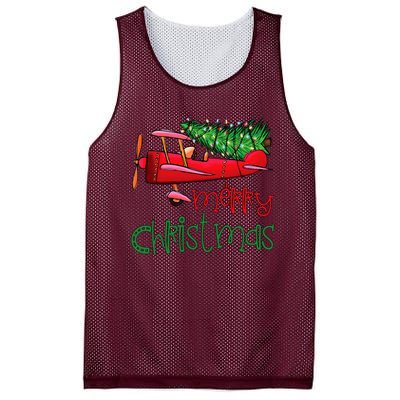 Merry Christmas Airplane Christmas Tree Pilot Mesh Reversible Basketball Jersey Tank