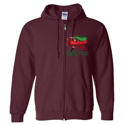 Merry Christmas Airplane Christmas Tree Pilot Full Zip Hoodie