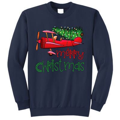 Merry Christmas Airplane Christmas Tree Pilot Sweatshirt