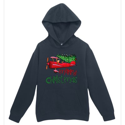 Merry Christmas Airplane Christmas Tree Pilot Urban Pullover Hoodie