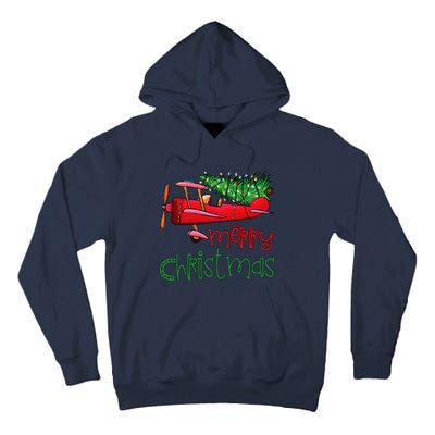 Merry Christmas Airplane Christmas Tree Pilot Tall Hoodie