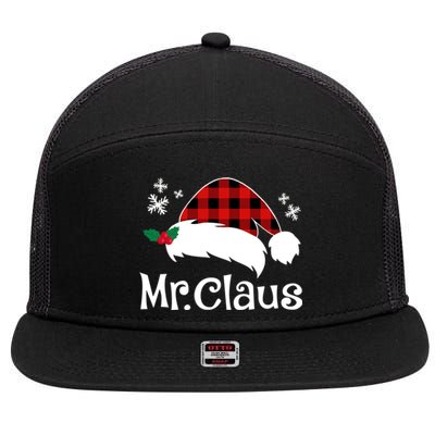 Mr Claus And Mrs Claus Funny Christmas Matching Couple Xmas Funny Gift 7 Panel Mesh Trucker Snapback Hat