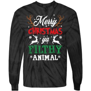 Merry Christmas Animal Filthy Ya Xmas Pajama Tie-Dye Long Sleeve Shirt