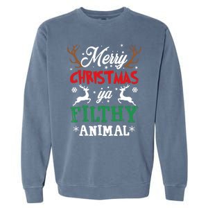 Merry Christmas Animal Filthy Ya Xmas Pajama Garment-Dyed Sweatshirt